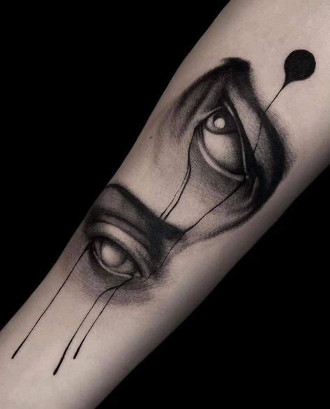 The Eyes Of Lies Tattoo, Eye Tears Tattoo, Blackwork Eye Tattoo, Blind Eye Tattoo, Eye Art Tattoo, Two Eyes Tattoo, Skull Couple Tattoo, September Books, Stippling Tattoo