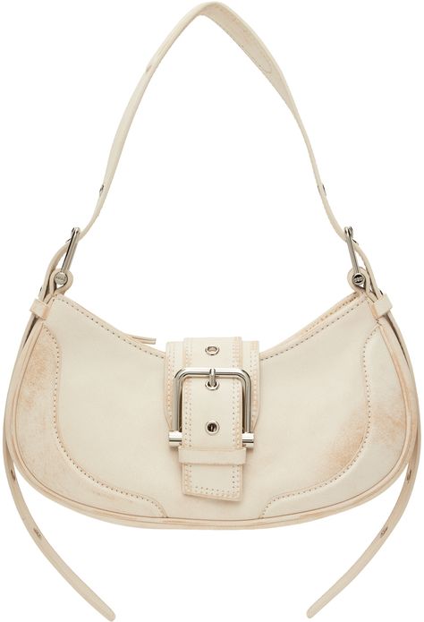 Find Osoi White Brocle Bag on Editorialist. Crinkled leather shoulder bag in white. Subtle distressing throughout. · Pin-buckle shoulder strap · Foldover tab with pin-buckle hardware · Zip closure · Patch pocket at interior · Faux-suede lining · Logo-engraved silver-tone hardware · H6 x W10.5 x D3 in Supplier color: Vintage white Cute Shoulder Bag Aesthetic, White Purse Aesthetic, Shoulder Bag Aesthetic, Coffee Foam, Bday Wishlist, Wishlist 2024, Hawaii Trip, White Shoulder Bag, Buckle Bags