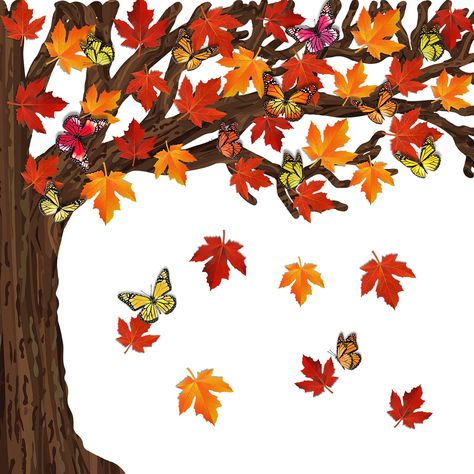 PRICES MAY VARY. You will receive: 1 large big tree bulletin board divided in 12 pieces, 36 pieces maple leaves, 12 colorful butterflies and 180 pieces removable glue point dots Size details: this big tree bulletin board set is printed on durable cardstock, includes 1 tree assembled from 12 parts, 55 inch height and 70 inch width allowing teachers to create a backdrop for lessons ranging from life in a tree to parts of speech, 36 maple leaves from 8.26 x 7.64 inch to 6 x 6.57 inch and 12 colorfu School Nurse Door Decoration, Nurse Door Decorations, Tree Bulletin Board, Whimsy Decor, Bulletin Board Tree, Calendar Doodles, Classroom Tree, Halloween Classroom Decorations, Gratitude Tree