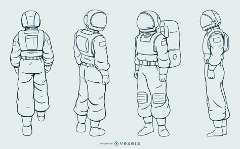 Astronaut Suit Reference, Astronaut Clip Art, Astronaut Outfit Drawing, How To Draw An Astronaut, Space Man Drawing, Spacesuit Drawing, Astronaut Suit Drawing, Astronaut Reference, Astronaut Helmet Drawing