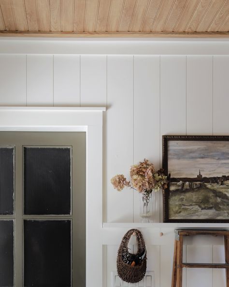 #ad | The full reveal is here, and I’m beyond thrilled with how our phase 1 breezeway transformation turned out! 🙌🏾 Thanks to @westlakeroyalbuildingproducts, we’ve created a space that’s not only stylish but also durable. From the Grove Collection Beadboard on the ceiling to the Nickel Gap Shiplap on the walls, every detail came together beautifully. Swipe to see how we brought our vision to life, and let me know what you think! Still to do: - [ ] Add storage (we need this space to have m... Nickel Gap Walls, Breezeway Wall Ideas, Vertical Nickel Gap Wall, Bead And Board Walls, Full Wall Bead Board, Beadboard Walls And Ceiling, Nickel Gap Shiplap, Nickel Gap, Bead Board Walls