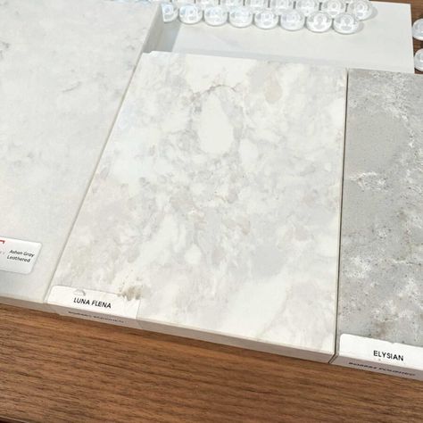 Quartz Countertop Options For Our Bathroom Vanities (Which One Is Your Favorite?) - Addicted 2 Decorating® Bathroom Vanity Quartz Countertop, Bathroom Countertops Quartz, White Quartz Bathroom Countertops, Bathroom Quartz Countertops, White Quartz Bathroom, Quartz That Looks Like Marble, Marble Quartz Countertop, Carrera Marble Bathroom, Quartz Bathroom Countertops