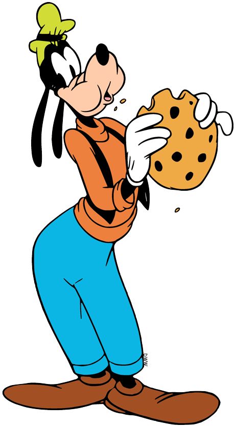 Clip art of Goofy eating a chocolate chip cookie #disney, #goofy Disney Characters Eating, Disney Characters Goofy, Goofy Mickey Mouse, Goofy Character, Goofy Art, Goofy Cartoon, Disney Characters Christmas, Mickey Mouse Illustration, Goofy Disney