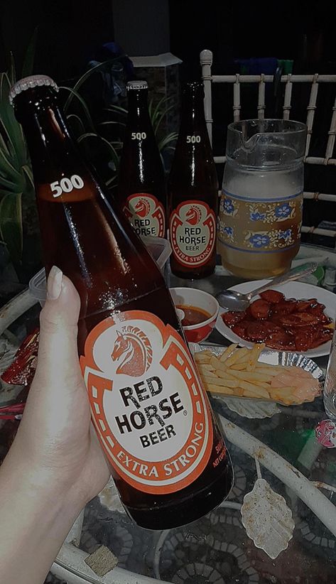 Redhorse Beer Aesthetic, Redhorse Beer, Drinks Pictures, Alcoholic Drinks Pictures, Spartan Tattoo, Eating Food Funny, Red Horse, Food Funny, Alcohol Aesthetic