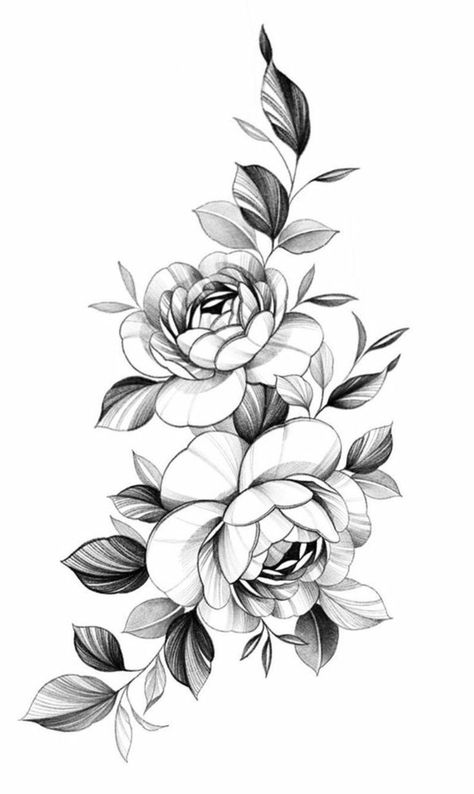 Peony Flower Tattoos, Henne Tattoo, Flower Tattoo Drawings, Floral Tattoo Sleeve, Peonies Tattoo, Floral Tattoo Design, Tattoo Feminina, 문신 디자인, Hip Tattoo