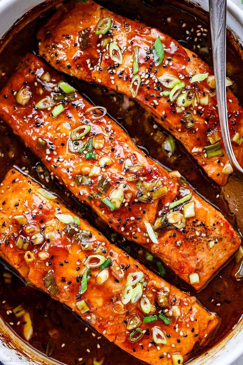 Teriyaki Glazed Salmon Recipes, Fillet Of Salmon Recipes, Sweet Teriyaki Salmon, Teriyaki Salmon Recipes Baked, Pineapple Teriyaki Salmon, Baked Asian Salmon, Teriyaki Sauce For Salmon, Teriyaki Meals, Salmon Recipes With Rice