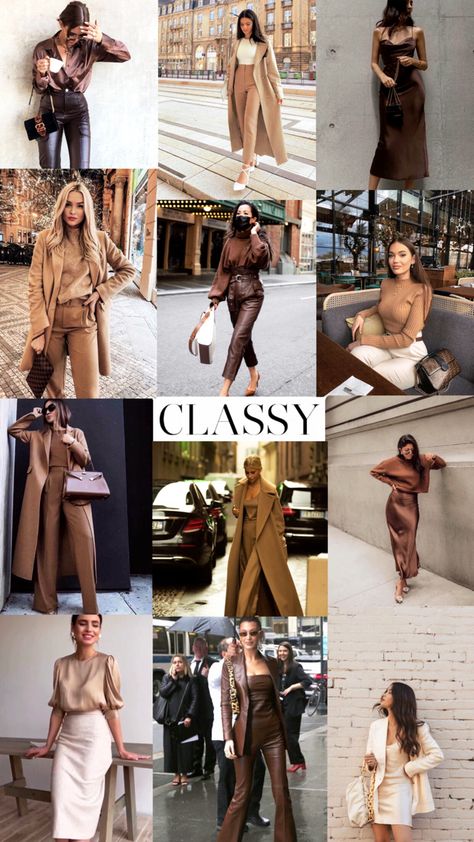 Nude Outfits Classy, Brown Aesthetic Outfit, Tan Outfit, How To Have Style, Collage Outfits, Different Pictures, Nude Outfits, Monochromatic Fashion, Monochromatic Outfit