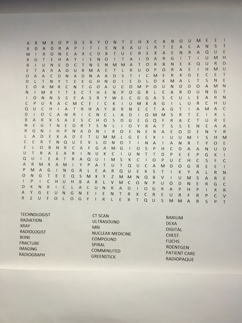 Radiology word search I made for NRTW! Door prizes for winners on day & night shift :) Radiology, rad tech week, national radiologic technology week Xray Tech Week Ideas, Radiology Tech Week Games, Radiology Week Ideas, Rad Tech Week Games, Xray Party, Rad Tech Week Ideas, Xray School, Xray Humor, Mri Tech