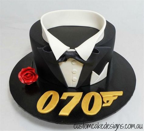 70th Birthday Cake For Men, James Bond Cake, James Bond Theme, 70th Birthday Cake, Dad Birthday Cakes, Book Cakes, Birthday Cakes For Men, 70th Birthday Parties, Cakes For Men