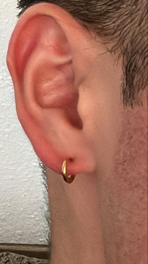 Guys With Double Ear Piercings, Men’s Gold Earrings, Guy Earrings, Guys Ear Piercings, Double Ear Piercings, Mens Earrings Hoop, Double Hoop Earrings, Men Earrings, Jewelry Inspo