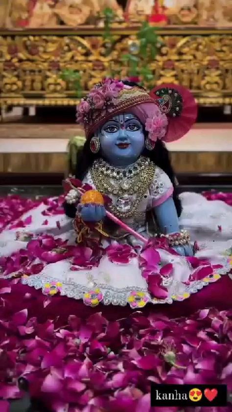 Hindu Paintings, Bal Krishna Video, Krishna Bhakti, Krishna Birthday, Photos Of Ganesha, God Photos, Krishna Gif, Janmashtami Decoration, Radhe Krishna Wallpapers