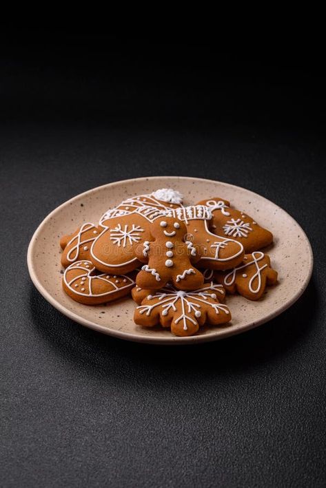 Beautiful Christmas gingerbread cookies of different colors on a ceramic plate stock photography Plate Of Cookies, Plate Png, Christmas Gingerbread Cookies, Concrete Table, Vector Png, Ceramic Plate, Christmas Gingerbread, Ceramic Plates, Beautiful Christmas