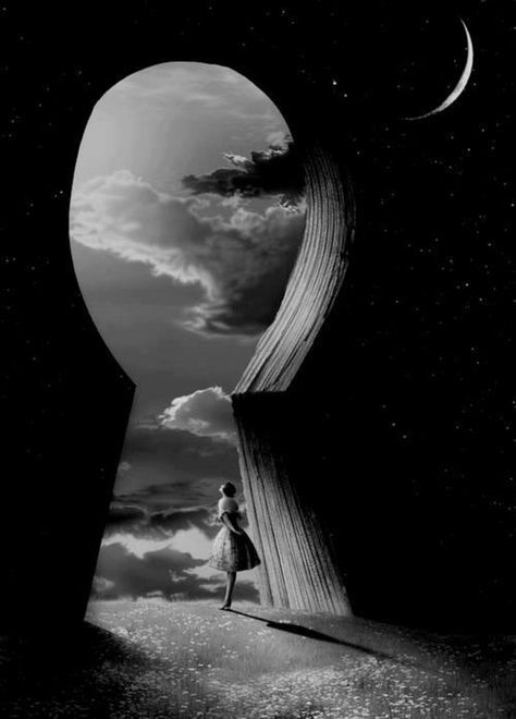 Yesterday, I wondered what Life was all about; Today, I realized Life is all about LOVE; Tomorrow LOVE will ABOUND FOREVER ~n~ EVER ....... Surreal art ~ Dreamer ~ Loneliness Open Door, Albert Camus, Foto Art, Aragon, Foto Inspiration, Surreal Art, White Photography, Dark Art, Surrealism