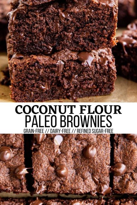 Coconut Flour Desserts, Chewy Fudge Brownies, Chocolate Coconut Brownies, Chewy Fudge, Vegan Fudge Brownies, Coconut Flour Brownies, Almond Flour Brownies, Coconut Brownies, Paleo Brownies