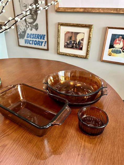 Amber Home Decor, Vintage Amber Glassware, Thrifted Dishware, Thrifted Dinnerware, Amber Dinnerware, Thrifted Kitchenware, Vintage Glassware Collectible, Thrifted Dishes, Thrifted Glassware