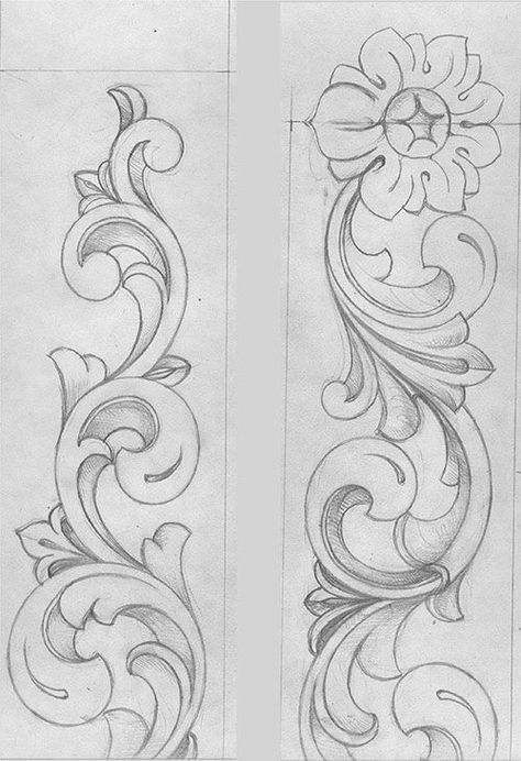 Filigree Outline, Art Sculpture En Bois, Ornament Drawing, Pola Bordir, Leather Tooling Patterns, Tooling Patterns, Seni Dan Kraf, Wood Carving Designs, Leather Carving