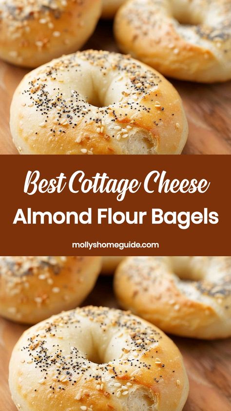 Low Carb Bagels With Almond Flour, Homemade Bread With Almond Flour, Keto Savory Breakfast, Almond Flour Cottage Cheese Bagels, Two Ingredient Bagels Almond Flour, Cottage Cheese Bagels Recipe, Cottage Cheese Bagels With Almond Flour, Bagels Flavors, Keto Bagels Almond Flour