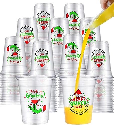 VDESFUEBY Grinch Christmas Party Supplies,12oz Christmas Party Cups Drink Up Grinches Disposable Clear Plastic Cups for Halloween Party Table Supplies (40PCS) (Grinches) Green Christmas Party, Christmas Party Friends, Grinch Drink, Christmas Party Cups, Halloween Party Cups, Funny Christmas Games, Drink Up Grinches, Clear Plastic Cups, Hocus Pocus Party