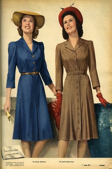 The elegance of the time was absolutely stunning. Women 1940s, 40s Mode, 1940s Costume, 40s Outfits, Istoria Modei, 1940s Women, Mode Retro, Fashion 1940s, Shirtwaist Dress