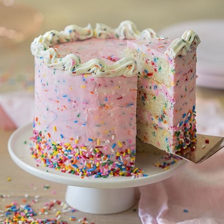 Pink Birthday Cake Cake Preppy, Sprinkles Birthday Cake, Pink Birthday Cake, Moist Vanilla Cake, Preppy Kitchen, Pink Birthday Cakes, 3rd Birthday Cakes, Sprinkle Cake, Funfetti Cake