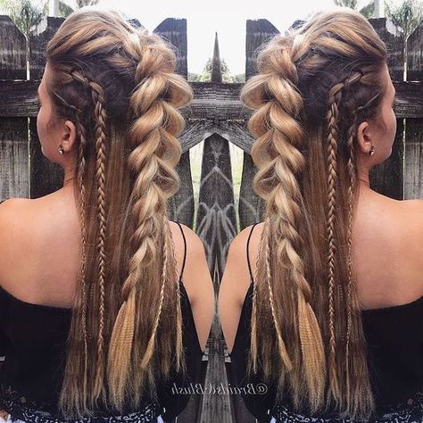 viking-braids-braided-hairstyles-for-black-women-brown-hair-blonde-highlights Viking Hair, Vlasové Trendy, Fishtail Braid, Penteado Cabelo Curto, Festival Hair, Long Braids, French Braid, Box Braids Hairstyles, Hair Dos