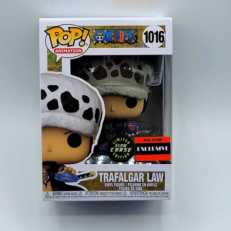 Funko Pop!, From One Piece, Trafalgar Law. Glow Limited Edition, Exclusive Figure Number 1016. Funko Pop One Piece, One Piece Trafalgar Law, One Piece Cartoon, Cute Birthday Ideas, Trafalgar Law, One Piece Comic, Anime Merchandise, Funko Pops, Christmas Wishes