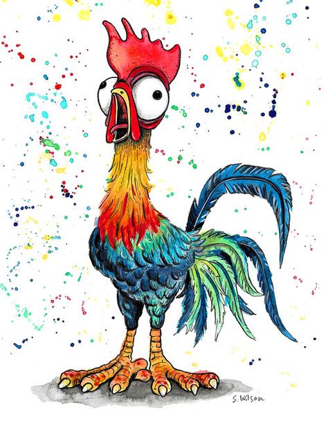 Funny Chicken Illustration, Whimsical Chicken Art, Yard Chickens, Aesthetic Chicken, Chicken Aesthetic, Farm Animal Paintings, Chicken Drawing, Chicken Pictures, Rooster Painting