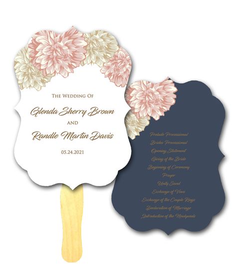 Wedding Program Fan, Mums Ceremony Programs, Hand Fan, Navy Blue, Customized #ProgramFan #BeachWeddings #Program #Weddings #Favors #WeddingProgramFans #Fans #WeddingCeremonyFan #BladeFans #CeremonyProgram Flower Wedding Ceremony, Paper Hand Fans, Mums Wedding, Unity Sand, Program Fans, Wedding Program Fans, Mums Flowers, Wedding Ceremony Programs, Coral Print