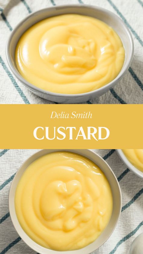 Delia Smith Custard Delia Smith Recipes, Egg Yolk Custard Recipe, 1970 Recipes, Df Dessert, Egg Yolk Custard, Pancake Fillings, Vanilla Custard Recipe, Baked Egg Custard, Egg Custard Recipes