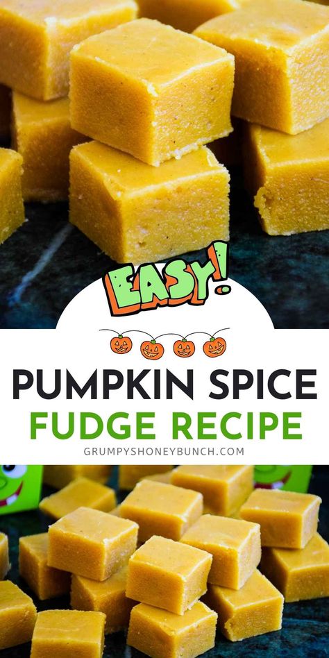 This easy to make Pumpkin Spice Fudge Recipe brings the flavors of fall to the table in candy form. Great for Halloween, Thanksgiving, and Christmas. This pumpkin fudge is full of flavor with the creamiest texture. Get this boiled fudge recipe and more at Grumpy's Honeybunch website. Pumpkin Spice Fudge, Old Fashion Fudge Recipes, Real Pumpkin Puree, Brown Sugar Fudge, Easy Fudge Recipe, Old Fashioned Fudge, Pumpkin Fudge, Easy Fudge, Homemade Fudge Recipes