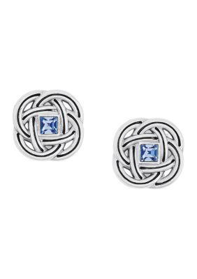 Shimmery blue stones take center stage on these post earrings that boast a distinctive interlok design made from polished sterling silver. | Brighton® Interlok Shine Post Earrings Brighton Bags, Light Sapphire, Back Drop, Silver Lights, Stud Jewelry, Leverback Earrings, French Wire, Hoop Earrings Small, Wire Earrings