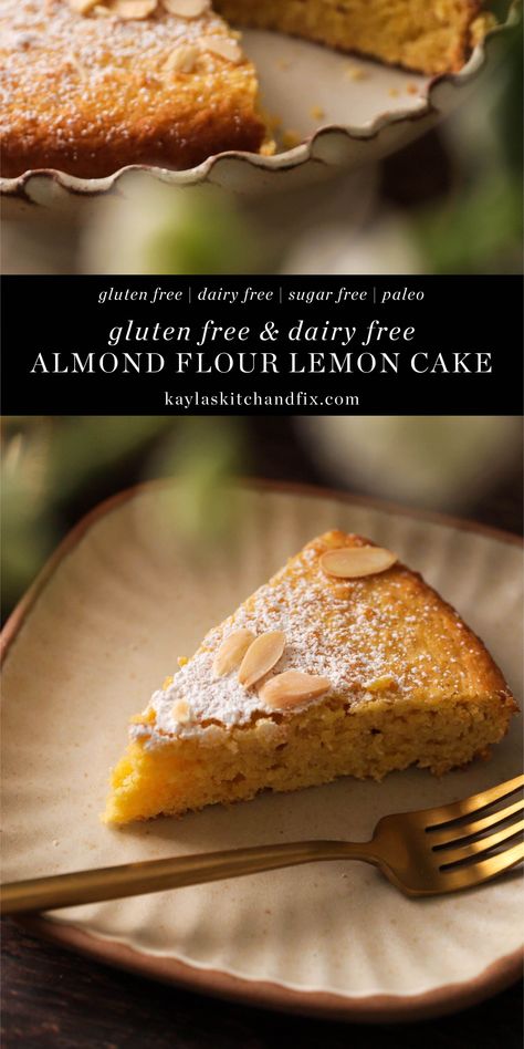 This Almond Flour Lemon Cake is surprisingly easy and healthy and is made with just 5 simple ingredients. It can be made to be free from sugar and is naturally free from gluten and dairy, so it’s the perfect warm weather dessert to serve at any gathering. Almond Flour Lemon Desserts, Lemon Almond Flour Cake, Almond Flour Lemon Cake, Almond Flour Cakes, Group Food, Refined Sugar Free Recipes, Baking With Almond Flour, Sugar Free Cake, Grain Free Recipes