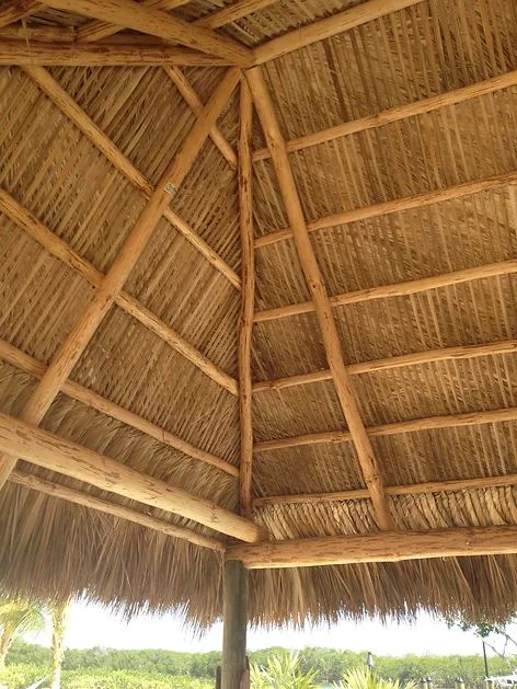 Tiki Hut Backyard, Tiki Hut Ideas, Palm Roof, Hut House, Tiki Bar Decor, Tiki Hut, Traditional Building, Tiki Bar, Bar Decor