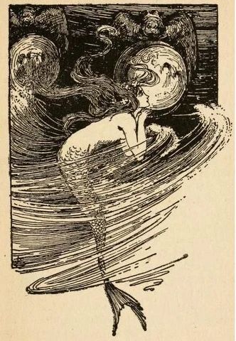 The rich cultural history of mermaid lore built by generations of oral tradition has given rise to many literary mentions of mermaids. Among the most famous mermaids of literature are the sirens that tempt Odysseus and his crew in Homer’s Odyssey. These enchanting creatures sought to lure sailors to their deaths using their beautiful voices. The unsuspecting sailors, driven insane by the beauty of the unearthly music, were compelled to follow the sirens beneath the waves where they would drown. Helen Stratton, Hans Andersen, Mermaid Swimming, Mermaids And Mermen, Vintage Mermaid, Fairytale Art, Arte Inspo, Mermaid Art, Arte Fantasy