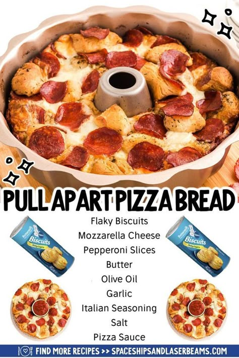 Pizza Type Recipes, Bundt Pan Recipes, Pizza Monkey Bread, Pull Apart Pizza, Pizza Bread Recipe, Bbq Pizza, Appetizers Easy Finger Food, Pizza Recipes Homemade, Bundt Pan