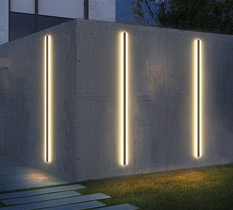 Modern Exterior Lighting, House Lighting Outdoor, Strip Bar, Contemporary Wall Lights, Compound Wall, Facade Lighting, Boundary Walls, التصميم الخارجي للمنزل, Exterior Wall Light