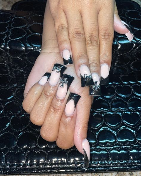 Black Med French Duck #nails #columbusnails Black French Tip Duck Nails, French Duck Nails, Duck Nail, Nail Business, Black French Tips, Duck Nails, French Nails, Nail Ideas, Nail Inspo