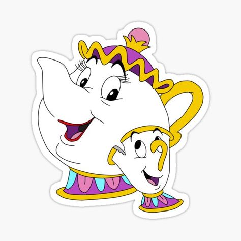 Chip Beauty And The Beast, Mrs Potts And Chip, Beauty And Beast Birthday, Deco Disney, Disney Stickers, Mrs Potts, 디즈니 캐릭터, Wallpaper Disney, Posca Art