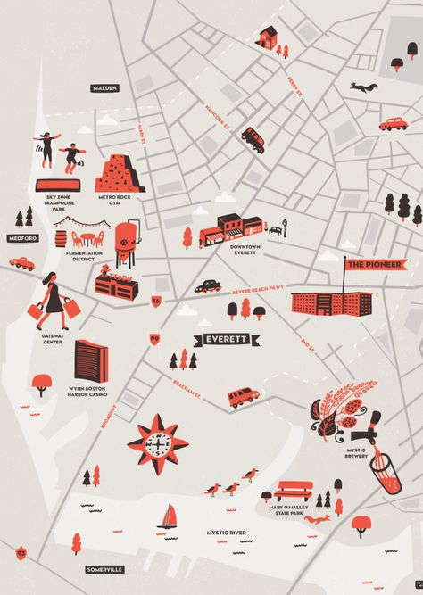 Illustrated Map Maker — Nate Padavick Walking Map Design, Map Illustration Design Graphics, Creative Map Design, Map Design Illustration, Graphic Design Map, Context Map, City Maps Illustration, Illustration Map, City Maps Design