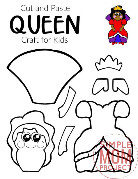 King And Queen Crafts For Preschool, Queen Activities For Preschool, Kings And Queens Preschool Activities, Cut And Paste Crafts, King Craft, Prek Crafts, Princess Crafts, Only Picture, Elegant Place