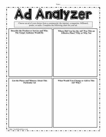 Ad Analyzer Visit www.advertisingteacher.com Make more sales with effective advertising. Grade 5 Health, Visual Literacy Activities, Grade 5 Literacy Activities, Media Literacy Activities, Media Literacy Lessons, Visual Literacy, Literacy Worksheets, Digital Citizenship, Literacy Lessons