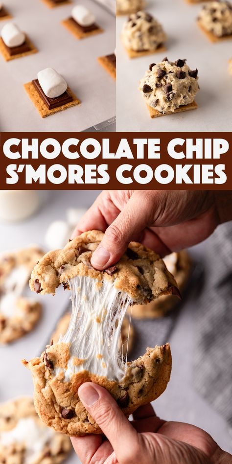 Chips A Hoy Cookies Dessert Recipes, Chocolate Chip Cookie S’mores Recipe, S’mores Chocolate Cookie, Chocolate Chip Cookies Smores, S’mores With Cookie Dough, Chocolate Smores Cookies Recipes, Cookie Smores Recipe, Party Snacks Dessert, S’mores Chocolate Chip Cookie