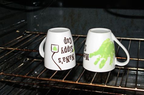 One Sassy Housewife: DIY Mother's Day Mugs Hand Print On Coffee Mug, Handprint Mugs Diy, Mother’s Day Coffee Mug Diy, Mothers Day Mugs Diy Kids, Mother’s Day Mug Diy, Handprint Mug Diy Mother's Day, Father’s Day Crafts For Kids Mug, Father’s Day Diy Coffee Mug, Acrylic Paint On Mugs Diy