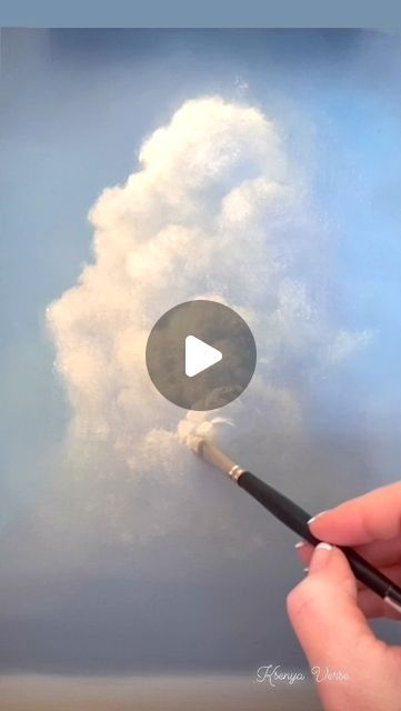 Painting Realistic Clouds, Oil Painted Clouds, Painting Clouds With Acrylics, Textured Cloud Painting, Diy Cloud Painting, Clouds Wall Painting, Cloud Paintings Acrylic, How To Paint Clouds Oil Painting, Cloud Tutorial Painting