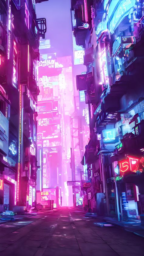 Cyberpunk Asethic, Cool City Backgrounds, Ipad Wallpaper Cyberpunk, Cyberpunk Theme Wallpaper, Pink Cyberpunk Wallpaper, Cyberpunk World Aesthetic, City Punk Aesthetic, Cyberpunk Background Landscape, Fantasy Cyberpunk City