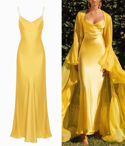 Definitely Yellow Long Dress, Prom Dresses Yellow, Fashion Tops Blouse, Long Prom Dresses, Dress Aesthetic, Romantic Dress, Two Piece Dress, Fancy Dresses, Ball Dresses