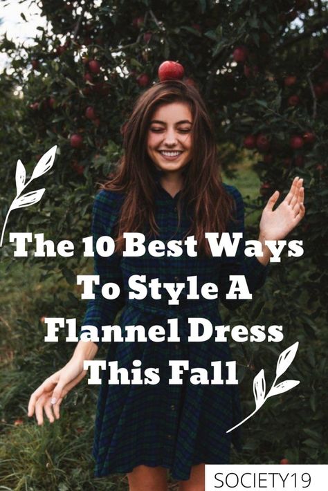 The 10 Best Ways to Style A Flannel Dress This Fall - Society19 Fall Flannel Dress, Flannel Dress With Boots, Flannel Over Dress, Plaid Dress Outfit Winter, Flannel Shirt Dress Outfit, Plaid Dress Outfit Fall, Plaid Shirt Dress Outfit, Ways To Style A Flannel, Flannel Dress Outfit