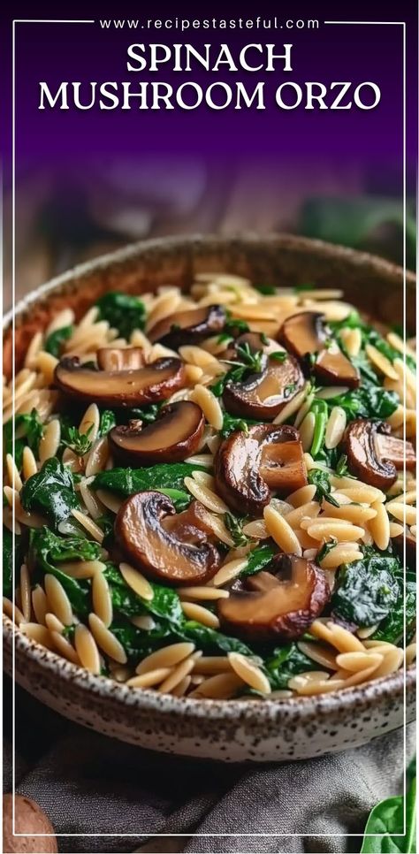 Spinach Mushroom Orzo is a flavorful, quick, and nutritious dish that combines tender orzo pasta with earthy mushrooms, fresh spinach, and Parmesan cheese. This dish is easy to prepare and perfect for a light dinner or as a side dish to complement a larger meal. With just a few ingredients, it’s a comforting and satisfying recipe everyone will love. Spinach Mushroom Orzo, Mushroom Orzo Recipes, Mushroom Orzo, Orzo Recipe, Pita Bread Recipe, Vegetarian Main Course, Spinach Mushroom, Vegetable Benefits, Orzo Recipes