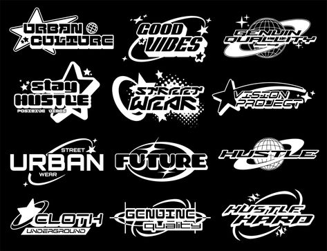 Retro Futurism Logo Design, Y2k Logo Png, Y2k Design Graphic, Logo Shirt Design, Y2k Logo Design, Urban Style Design, Graphic Design Clothing, Y2k Logo, Logo Y2k