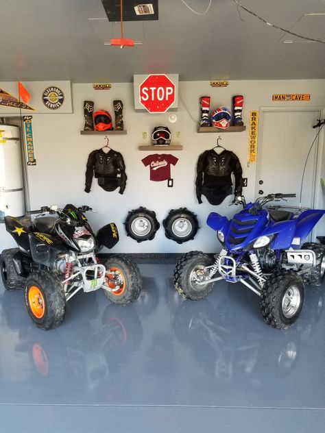 Atv Garage, Garage Walls, Wall Decoration, Monster Trucks, Garage, Bicycle, Dream House, Wall Decor, Wall